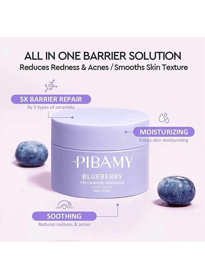 PIBAMY Blueberry 5% Ceramide Moisturizing Cream - Face Moisturizer with Fruit Extract & Hyaluronic Acid, Intense Hydration for Dry & Sensitive Skin, Vegan Formula - Image 3